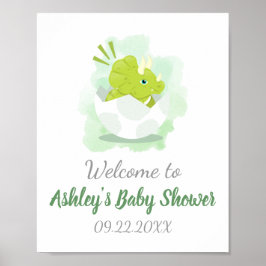 Póster Bienvenida de Baby Shower de Cuadros de Dinosaurio
