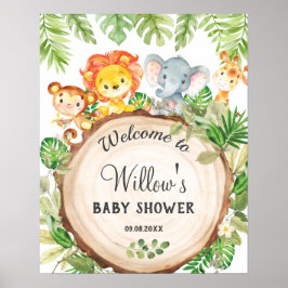 Póster Bienvenida de Baby Shower de cumpleaños a los anim