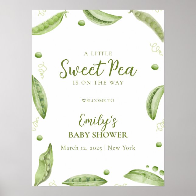 Póster Bienvenida de Baby Shower de Cute Greenery Veggie  (Frente)