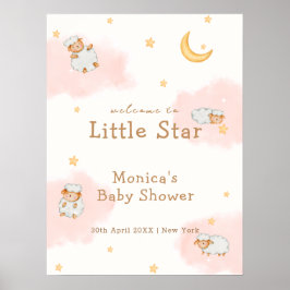 Póster Bienvenida de Baby Shower de Cute Sheep Twinkle Tw