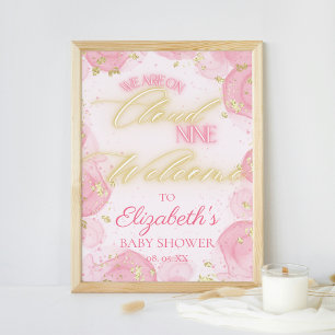 Póster Bienvenida de Baby Shower de Dreamy Pink Cloud Nue