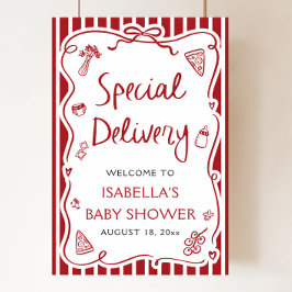 Póster Bienvenida de Baby Shower de entrega especial de i