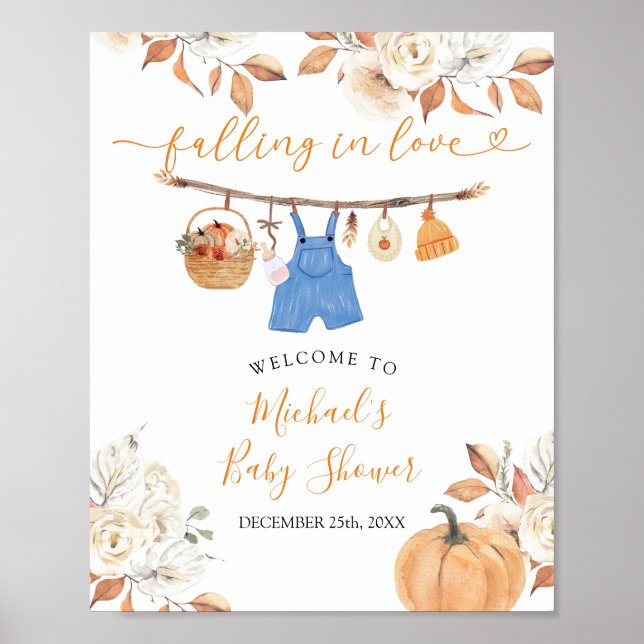 Póster Bienvenida de Baby Shower de la Calabaza del Niño  (Frente)
