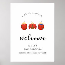 Póster Bienvenida de Baby Shower de la familia Ladybug mi