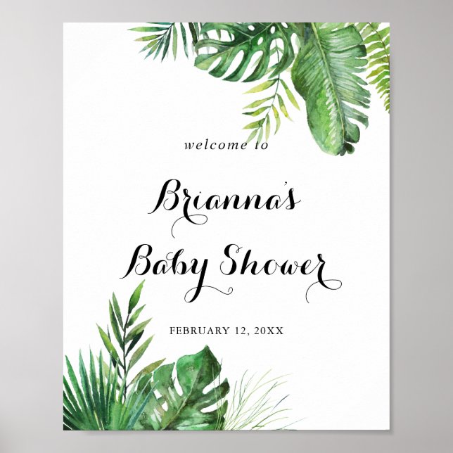 Póster Bienvenida de Baby Shower de la Verdor tropical de (Frente)