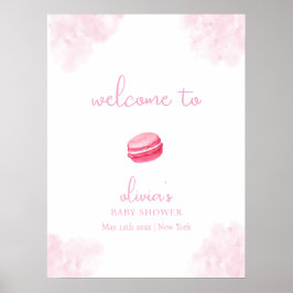 Póster Bienvenida de Baby Shower de Pink Cute Bonjour Béb