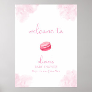 Póster Bienvenida de Baby Shower de Pink Cute Bonjour Béb