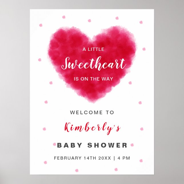 Póster Bienvenida de Baby Shower de San Valentín (Frente)
