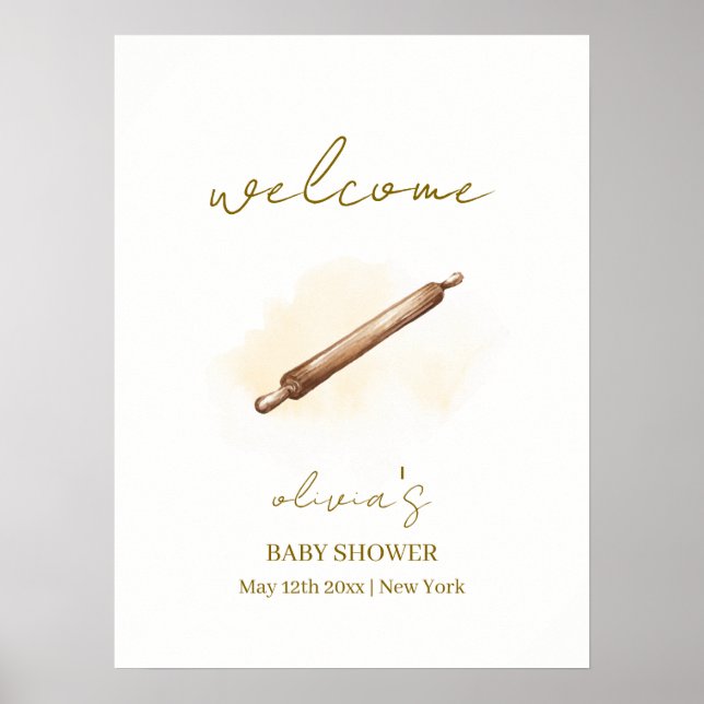 Póster Bienvenida de Baby Shower del chef de pastelería M (Frente)