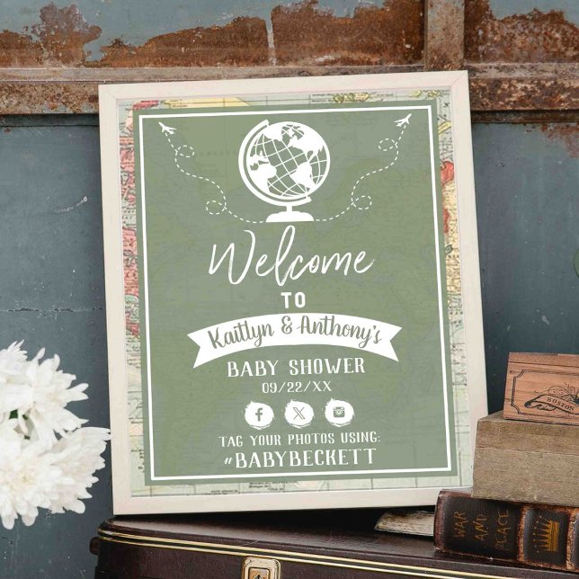 Póster Bienvenida de Baby Shower en Adventure Travel Map (Subido por el creador)