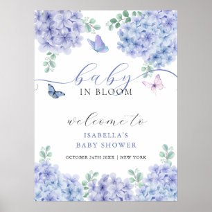 Póster Bienvenida de Baby Shower en Cute Hydrangea Floral