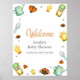 Póster Bienvenida de Baby Shower en Green Ladybug Garden