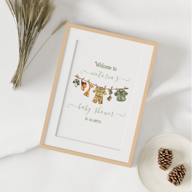Póster Bienvenida de Baby Shower en Jungle Safari Clothes (Subido por el creador)