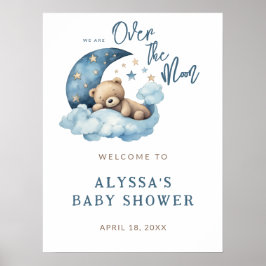 Póster Bienvenida de Baby Shower en la Luna