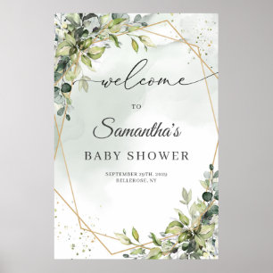 Póster Bienvenida de Baby Shower en la zona verde del Boh