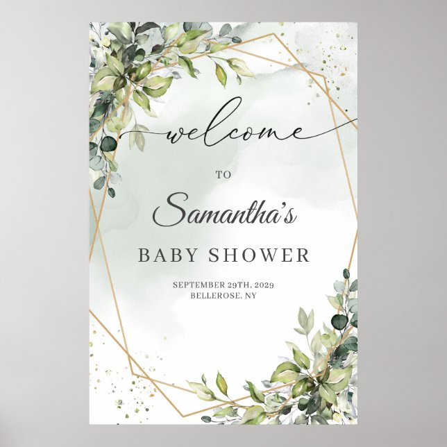 Póster Bienvenida de Baby Shower en la zona verde del Boh (Frente)