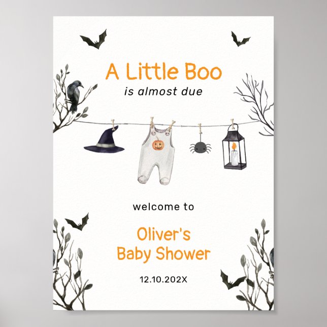 Póster Bienvenida de Baby Shower en Little Boo Witch Clot (Frente)
