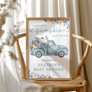 Póster Bienvenida de Baby Shower en otoño a la calabaza d