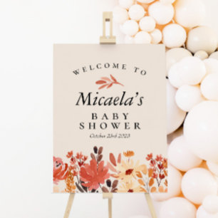 Póster Bienvenida de Baby Shower Fall Watercolor Wildflow