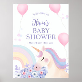 Póster Bienvenida de Baby Shower Hydrangea Rainbow Unicor