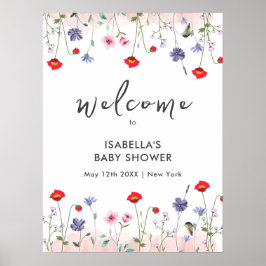 Póster Bienvenida de Baby Shower Meadow Summer Wildflower