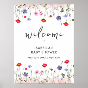 Póster Bienvenida de Baby Shower Meadow Summer Wildflower
