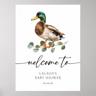 Póster Bienvenida de Baby Shower moderna en Mallard Duck