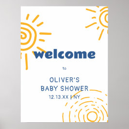 Póster Bienvenida De Baby Shower Moderno Retro Ray Of Sun