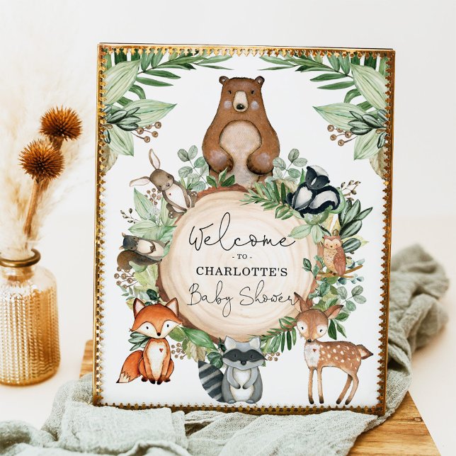 Póster Bienvenida de Baby Shower para animales de bosque  (Subido por el creador)