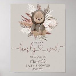 Póster Bienvenida de Baby Shower para Boho Bear