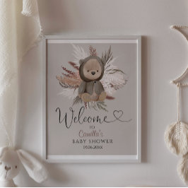 Póster Bienvenida de Baby Shower para Boho Bear