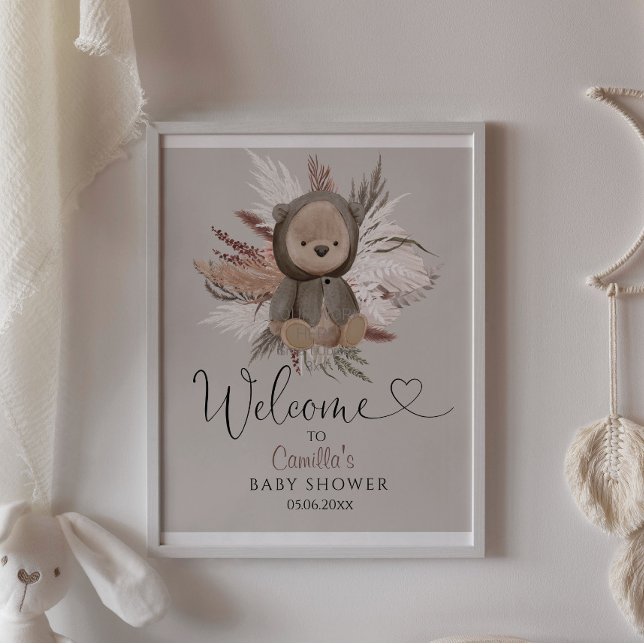 Póster Bienvenida de Baby Shower para Boho Bear (Subido por el creador)