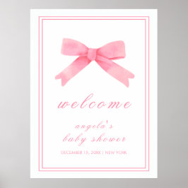 Póster Bienvenida de Baby Shower para Chica de barrido ro