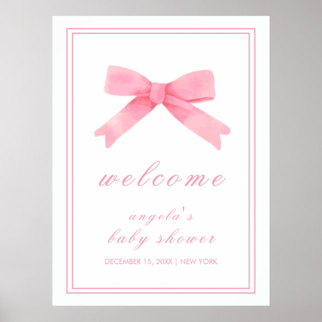 Póster Bienvenida de Baby Shower para Chica de barrido ro (Frente)