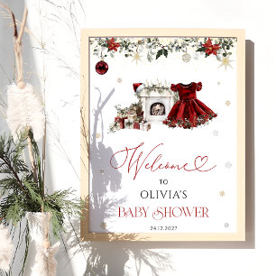 Póster Bienvenida de Baby Shower para Chicas navidades