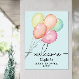 Póster Bienvenida de Baby Shower para el niño de los glob