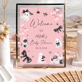 Póster Bienvenida de Baby Shower rosa de Little Boo Hallo