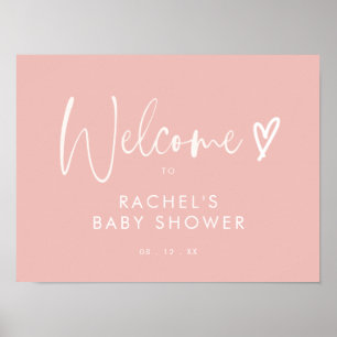 Póster Bienvenida de Baby Shower rosa para Rubor Boho