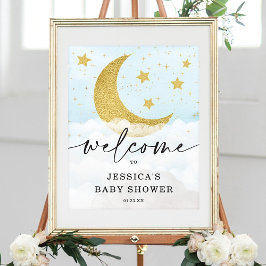 Póster Bienvenida De Baby Shower Sobre La Luna
