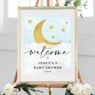 Póster Bienvenida De Baby Shower Sobre La Luna