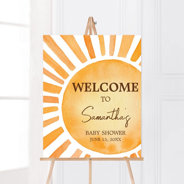 Póster Bienvenida de Baby Shower Sunshine (A Little Ray of Sunshine Baby Shower Welcome Sign)