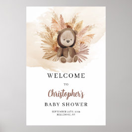 Póster Bienvenida de Baby Shower tropical Boho Cute teddy