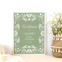 Bienvenida de Baby Shower verde sabio en México