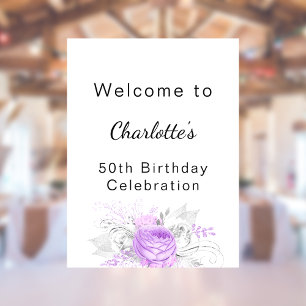 Póster Bienvenida de bienvenida a los cumpleaños con flor