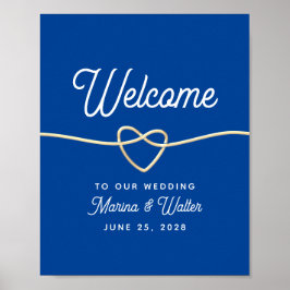 Póster Bienvenida de boda azul real
