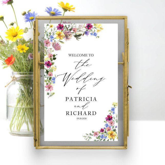 Póster Bienvenida de boda boho con flores silvestres (Subido por el creador)