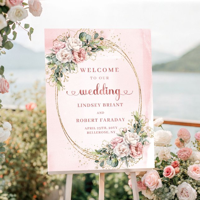 Póster Bienvenida de boda Chic Dusty Pink Rose Gold (Chic Dusty Pink Rose Gold wedding welcome)