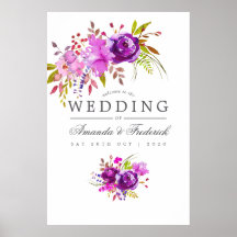 Bienvenida de boda con acuarela púrpura y violeta