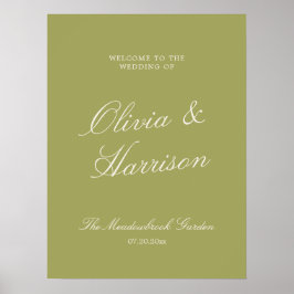 Póster Bienvenida de boda con caligrafía de Olive Estate