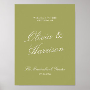 Póster Bienvenida de boda con caligrafía de Olive Estate